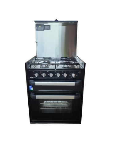 Full Oven with Grill & Cooktop (All Gas, Black Glass) - Hawk Appliances