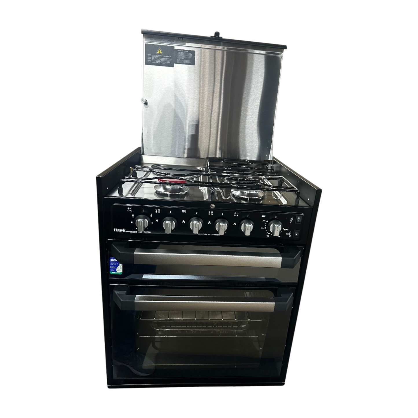 Full Oven with Grill & Cooktop (Gas/Elec, Blk Gls, F/F & Wok)