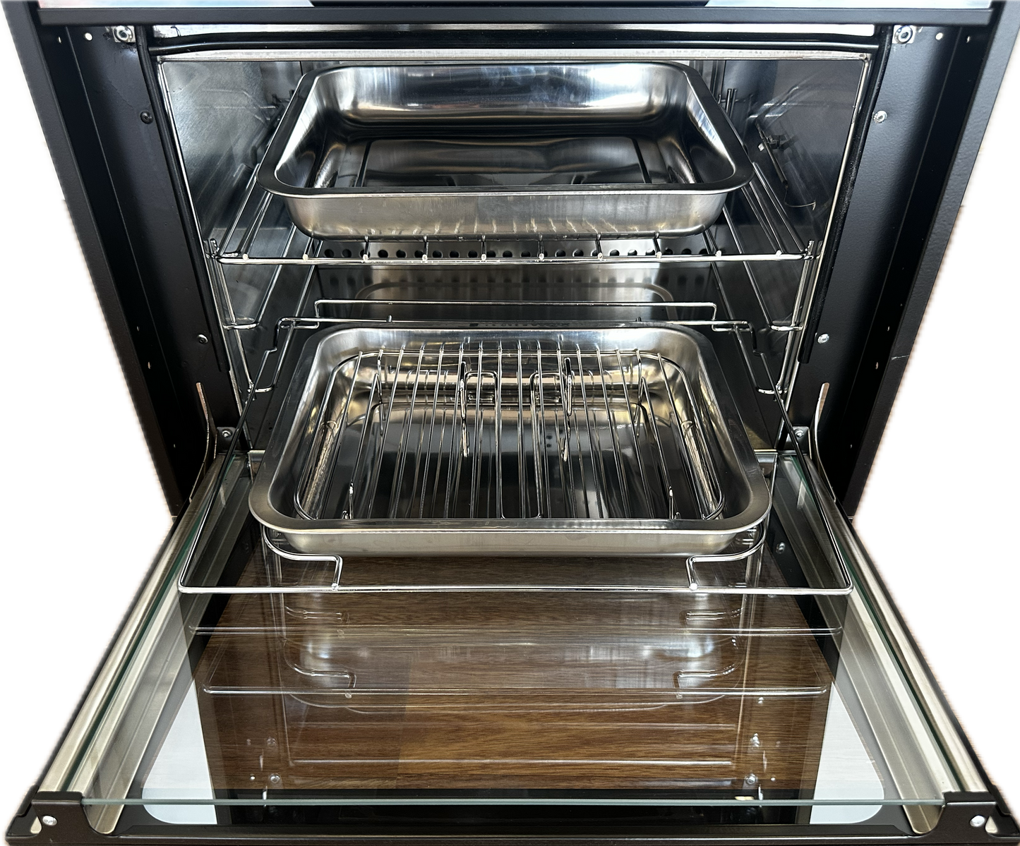 Full Oven with Grill & Cooktop (All Gas, Blk Gls, F/F & Wok)
