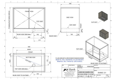 Rangehood (Single Fan, Recessed, Glass)