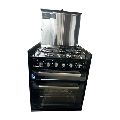 Full Oven with Grill & Cooktop (Gas/Elec, Blk Gls, F/F & Wok)