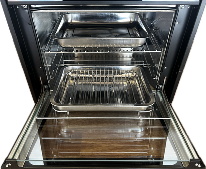 Full Oven with Grill & Cooktop (Gas/Elec, Blk Gls, F/F & Wok)