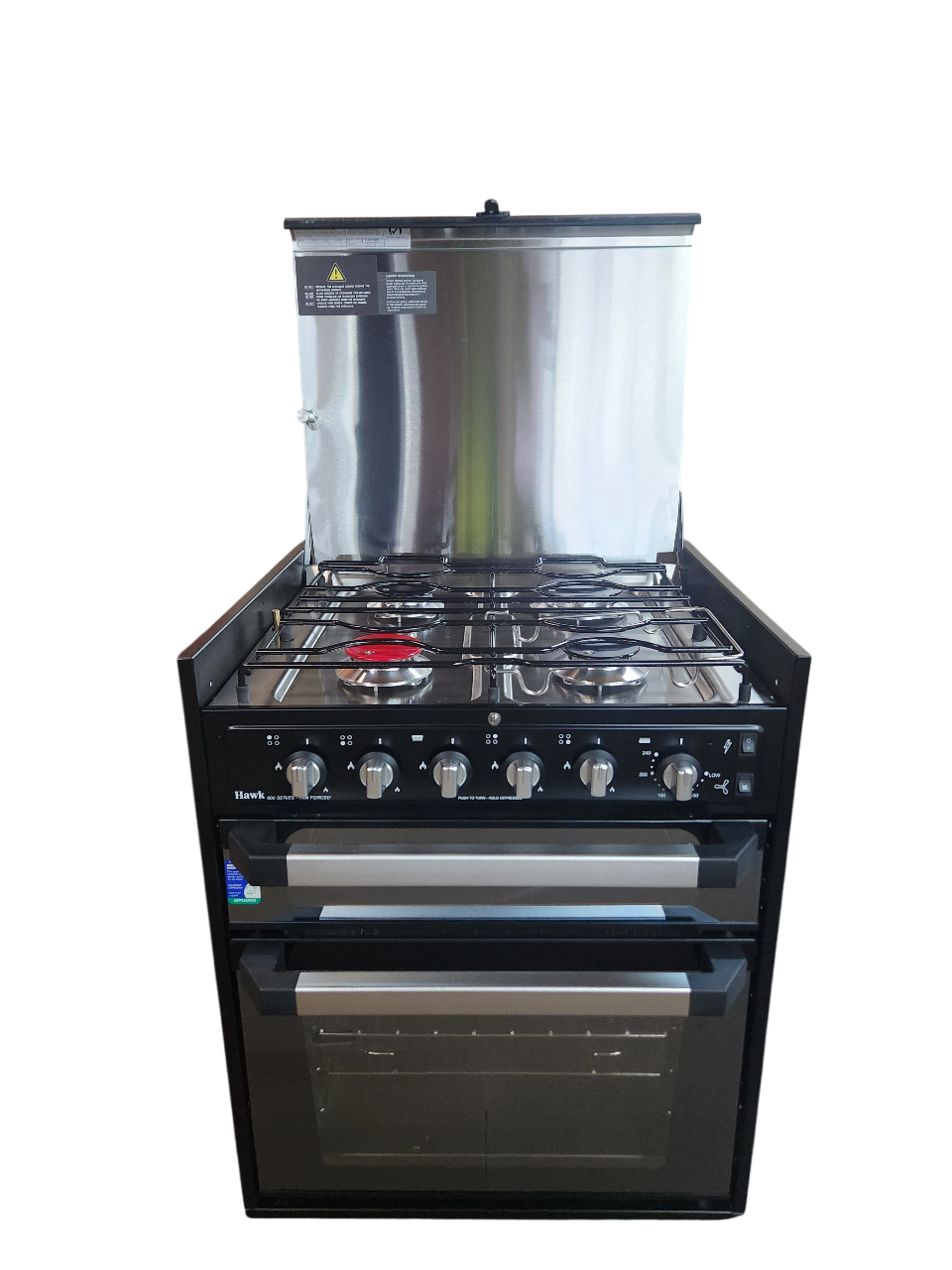 Full Oven with Grill & Cooktop (All Gas, Blk Gls, F/F & Wok)